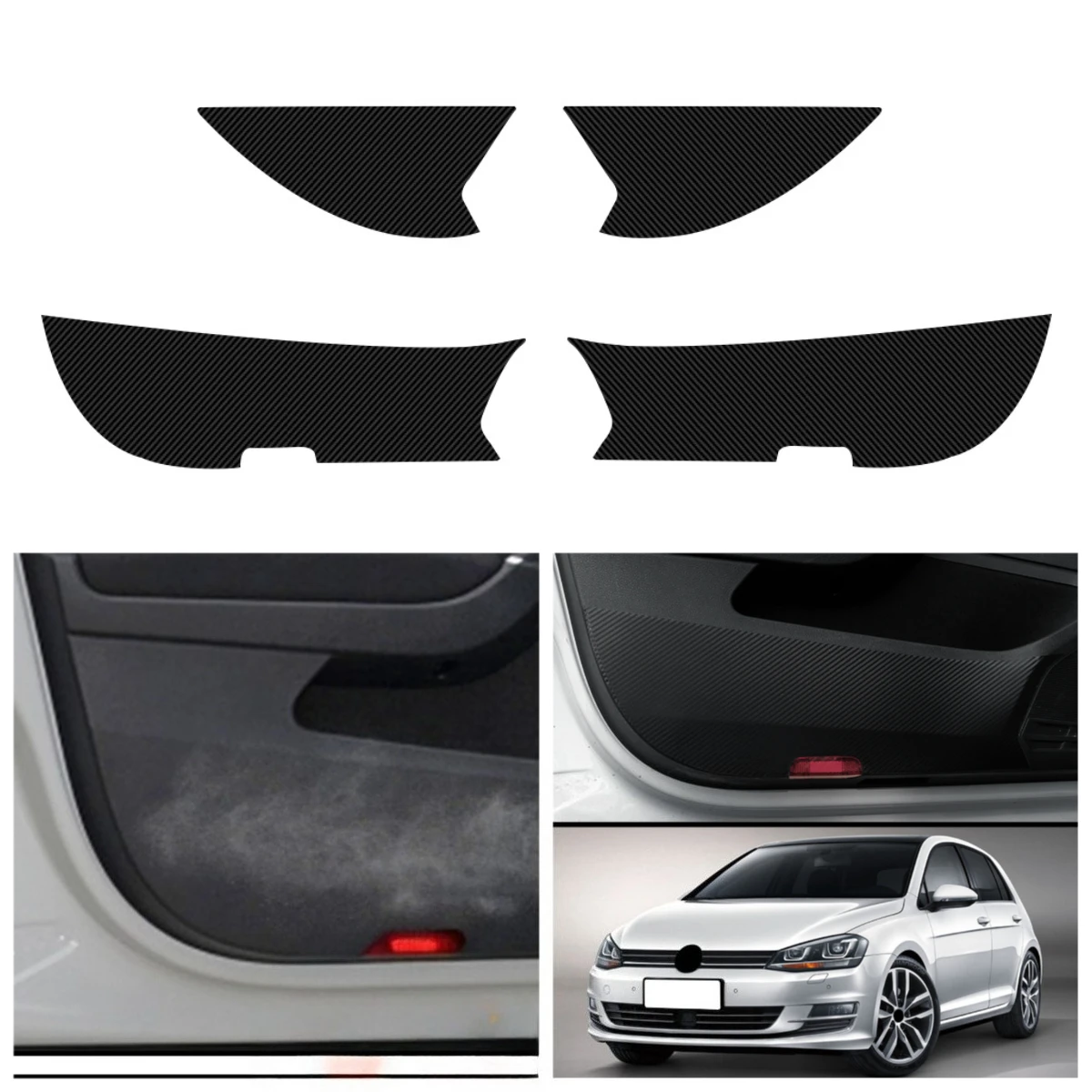 

Наклейка на внутреннюю дверную панель из углеродного волокна для Volkswagen VW Golf 7 MK7 7.5 MK7.5 2012-2019 автонаклейки