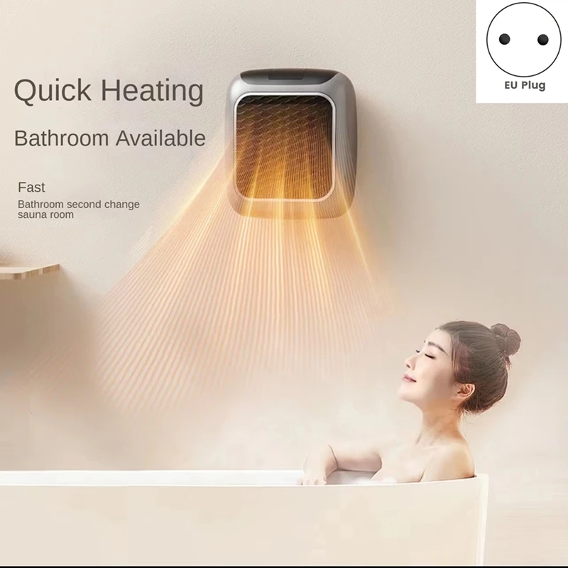 800W Mini Heater For Home Small Bathroom Heating Fans Wall Mounted PTC Ceramic Electric Heater With Remote EU Plug