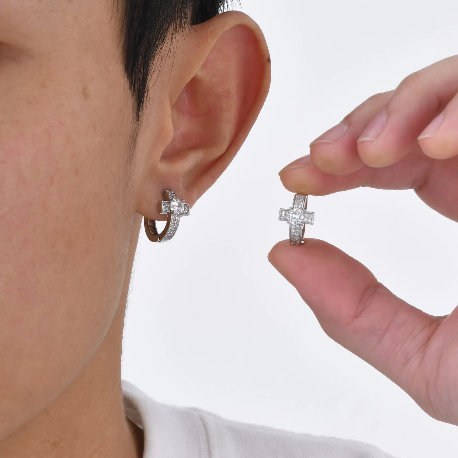 أقراط متقاطعة للرجال والأولاد، أقراط هيب هوب كبيرة من الزركون، هدايا مجوهرات عصرية رائعة