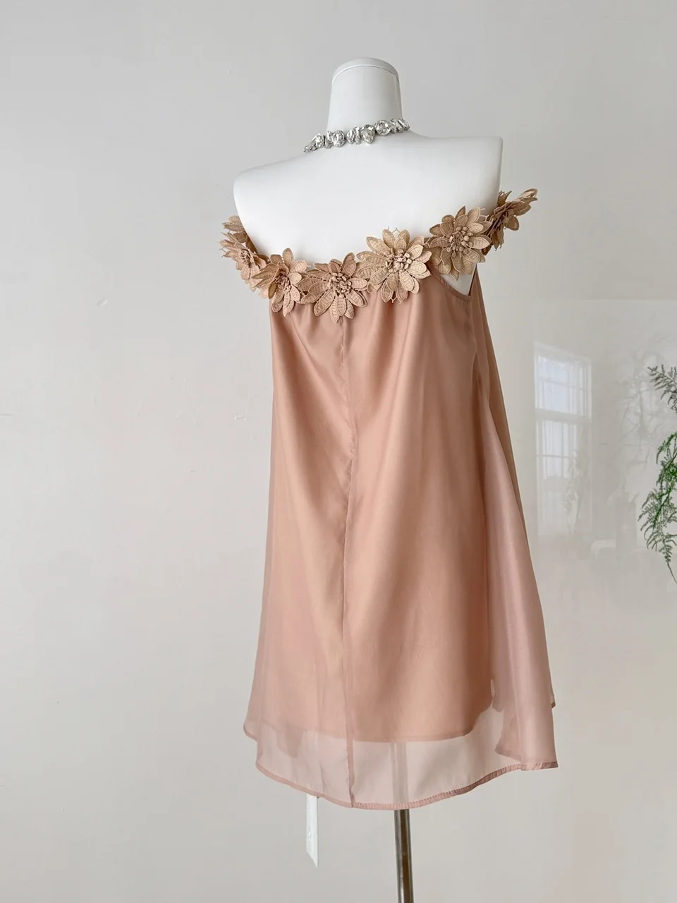 Ele High-Waisted A-Line Dr with 3D Floral Lace And One-oulder Design for Women Korean Sle Summer Faion 2025