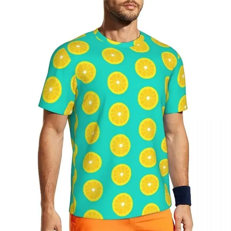 Fully Printed Fruit Lemon Slice T-shirt for Summer, Quick Drying Short Sleeved T-shirt for Summer, 3D Printed and Stylish