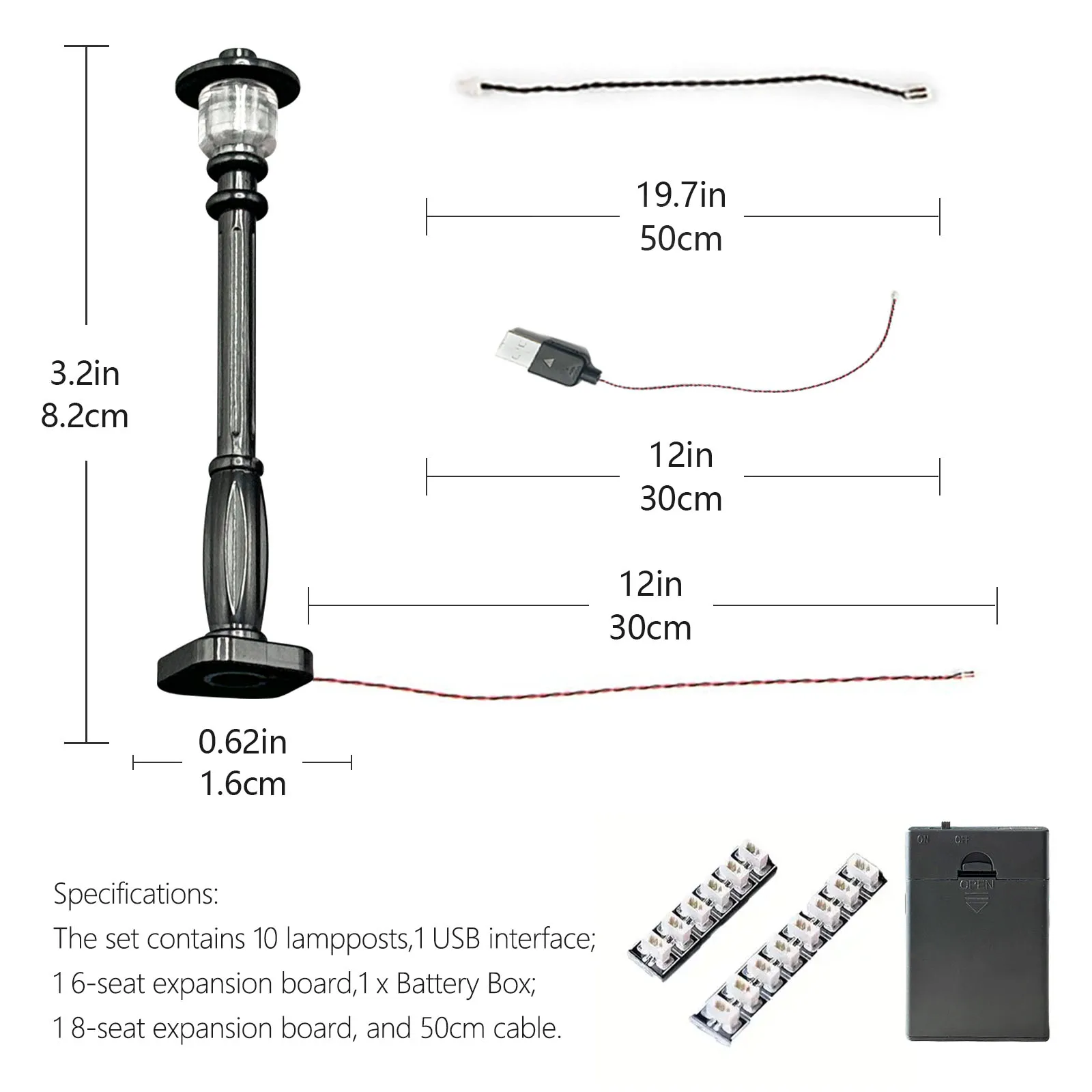 LYBMTWF 10 Stück LED leuchtende Stadtstraßenlaterne, USB-betrieben, Bausteinlampe, MOC-Beleuchtungszubehör (ohne Strom)