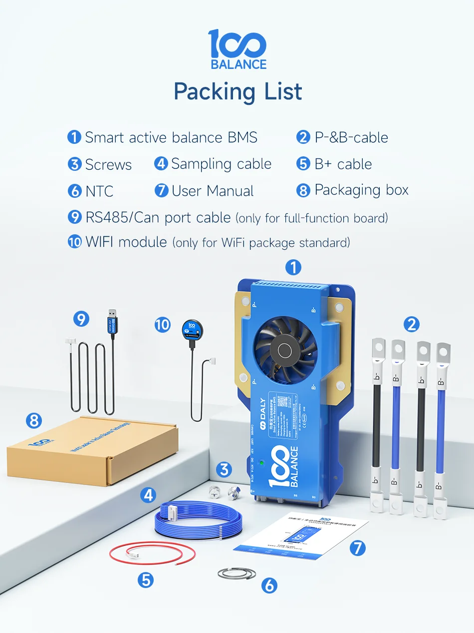 Daly 100 BALANCE bms 300A 8-24S WIFI built in bt smart 1A Active Balance BMS 4-8s 8-17S BT BMS bms Lifepo4 NMC Li-Ion