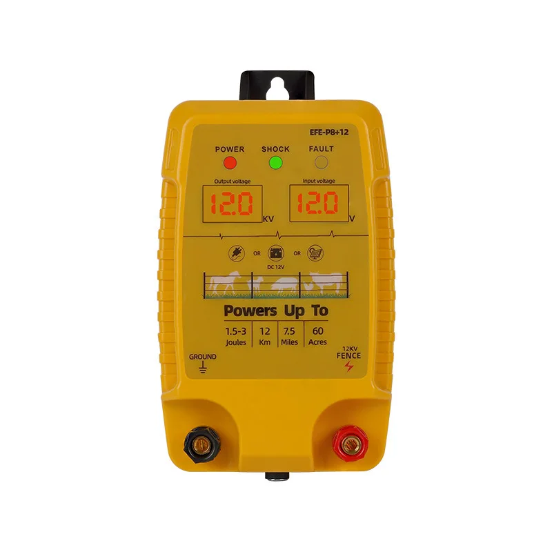 12KM 1.5J/3J Low Impedance Electric Fence Energizer 12V Fence Charger for Cattle, Horse and Sheep