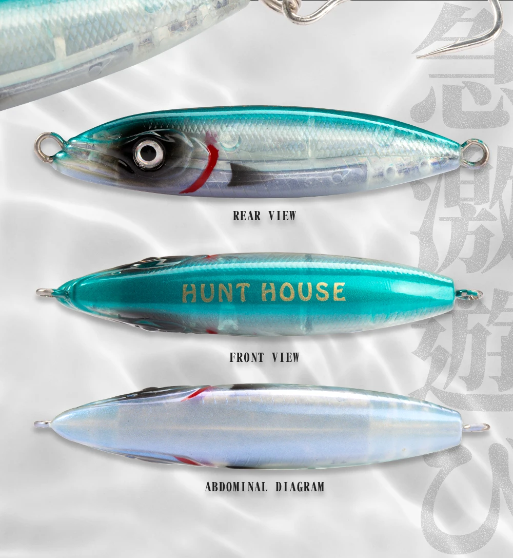 Hunthouse Wobly Bleistift-Angelköder, Salzwasser, sinkend, langsam, Wobbler, harter Köder, Trolling, 62 mm, 16,8 g, für Forellen-Seebarsch-Gerät LW540 – Detail 6