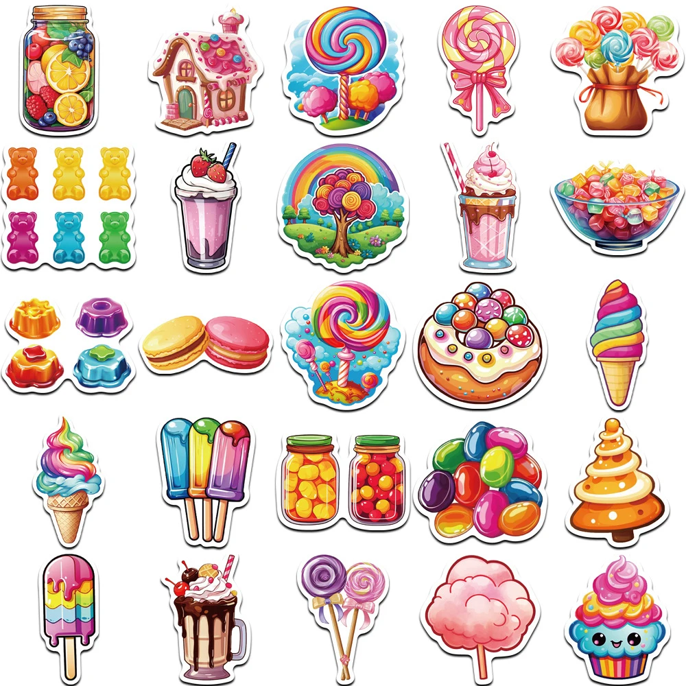 10/30/50 pçs bonito dos desenhos animados colorido doces doodle adesivos engraçados decalques diy skate telefone bagagem adesivo estético brinquedo presentes