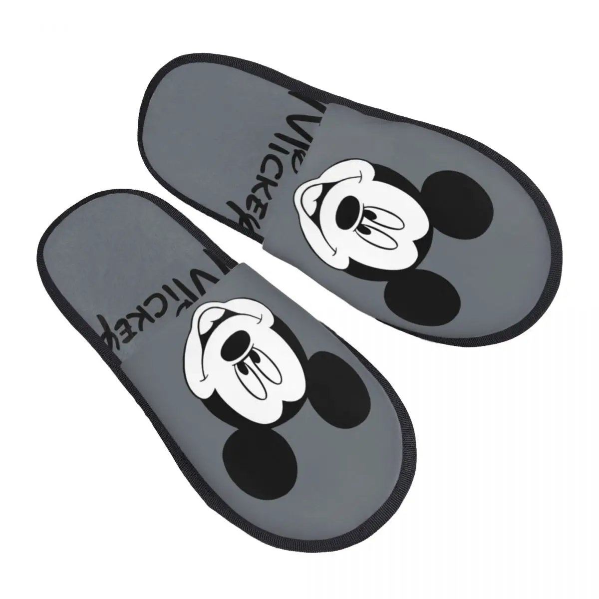 Winter Slippers Disney Mickey Mouse Accessories Household Fur Slippers Slides Bedroom Cozy Non-skid Slides