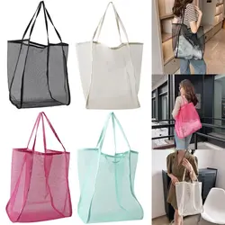 Mesh Beach Tote Bag for Women Big Capacity Shoulder Handbags Pool Bag for Shopping Picnic Travel Essentials