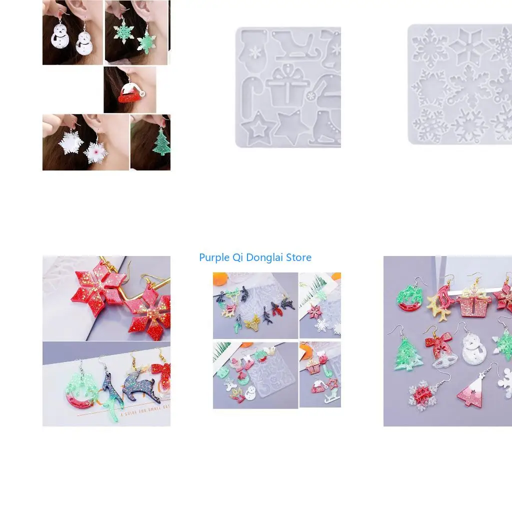 L21E Earring Pendant Crystal Resin Molds Silicone Mold Christmas Pendant Epoxy Crafts Jewelry Making Casting Keychain Mould
