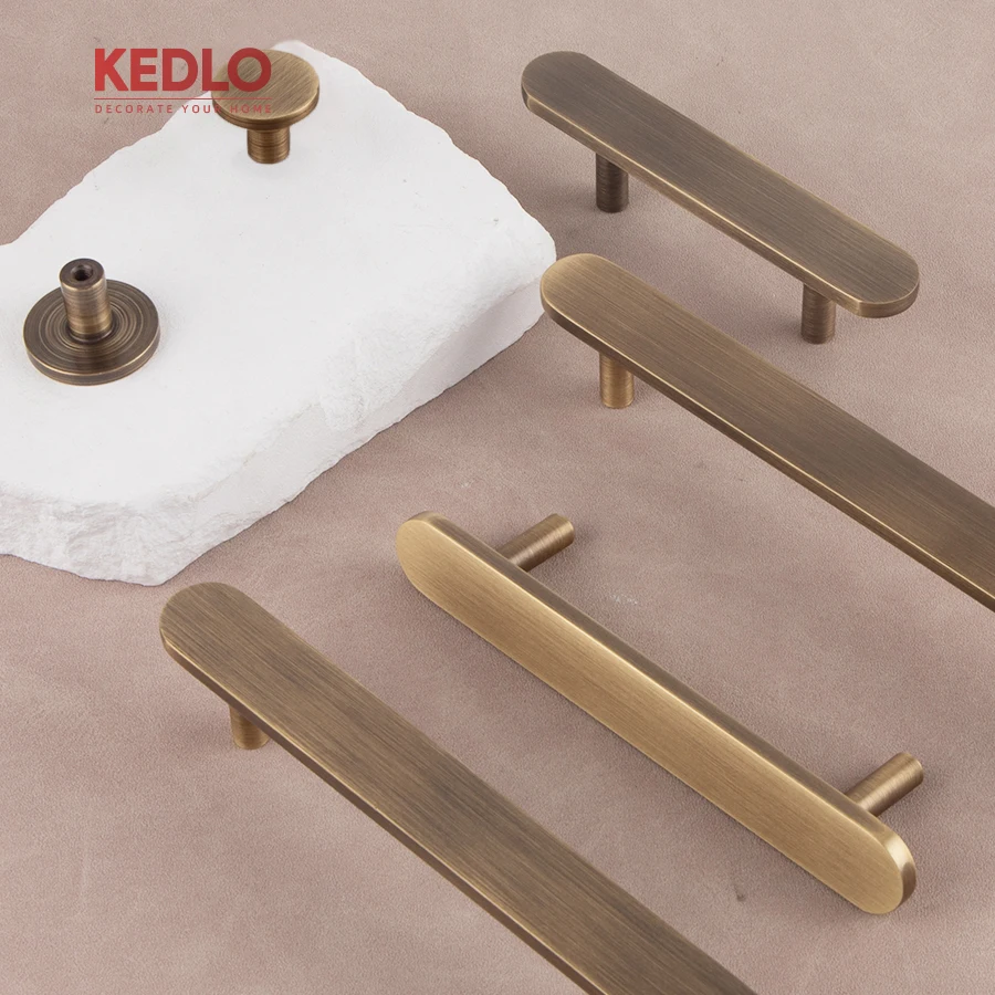 KEDLO antiker Messinggriff, 500 mm lang, moderner minimalistischer flacher Schubladengriff, Küchenschrankgriff – Detail 1