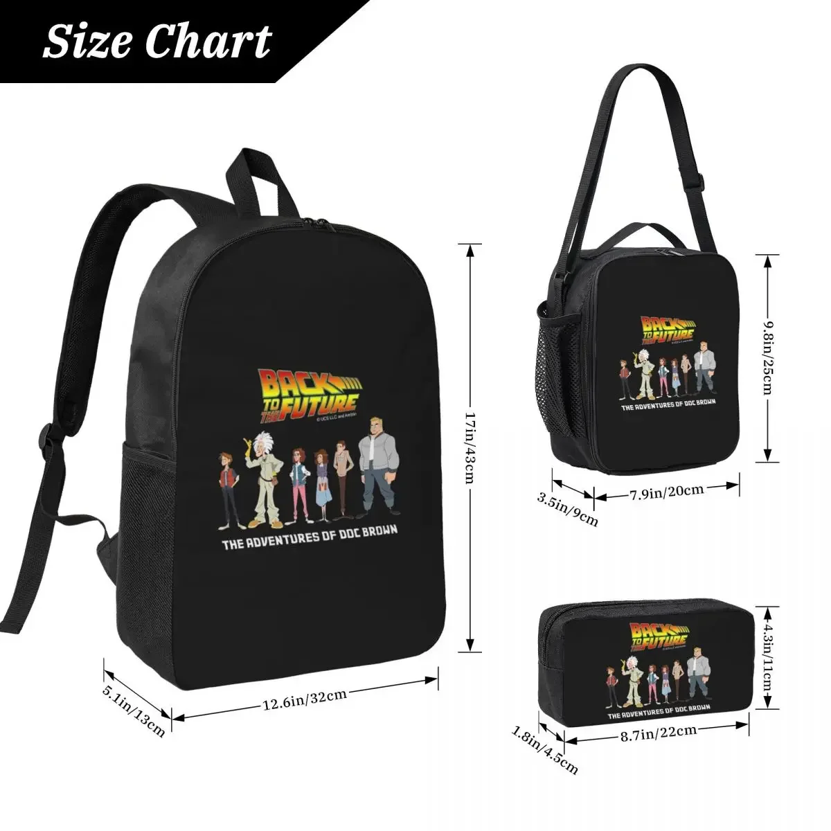 Retro Back To The Future Backpack Student Boys Girls BookBag School Bag Laptop Shoulder Bags 3ps Insulated Lunch Bag Pencil Case