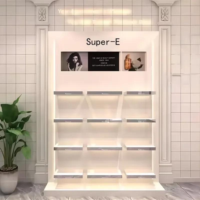 Makeup Showcase Retail Shop Interior Design Shelves Salon Shop Nail Polish Perfume Display Racks Shelves