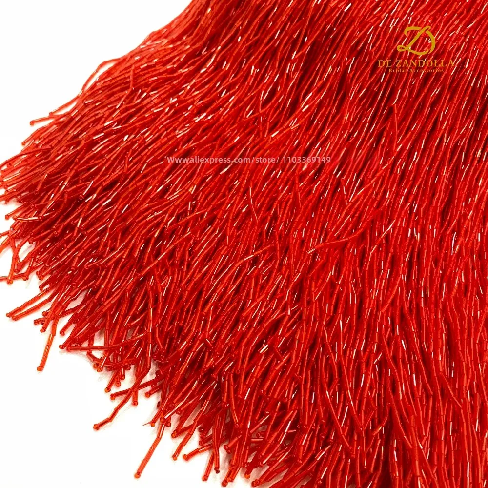 5 yards Red Bridal Wedding Fringe Trim with Beads 30cm Long Lace Sewing Beads for Women Dress Decorative Tassels DIY Accessories