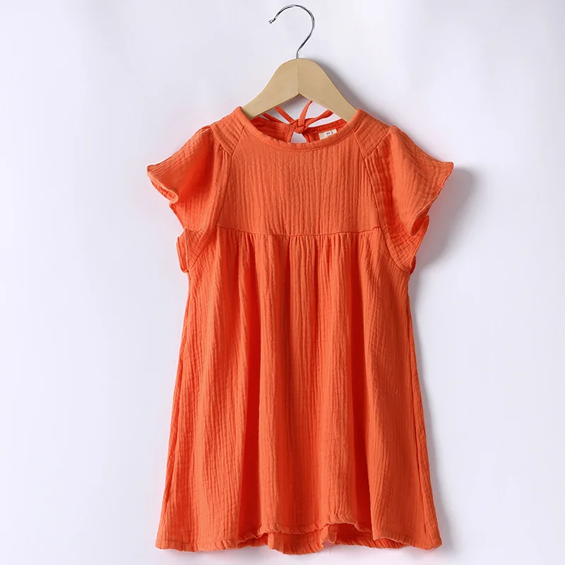 Girl Dress Kids Baby Party Evening Gown Cotton 2024 Orange Spring Autumn Outwear Garden Flower Girl Dress Children Clothing