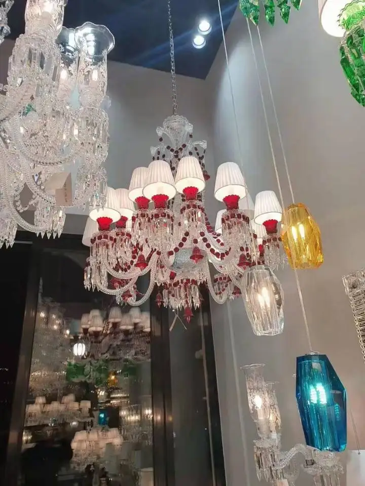 Newly Modern Blue/red/green Modern Crystal Chandelier Lamp 6 Lights Lustre De Crystallustres De Cristal Chandelier Lights