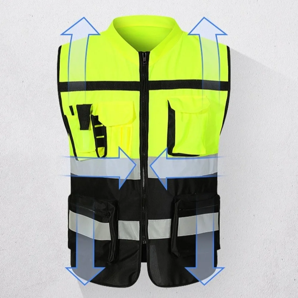 High Visibility Reflective Vest Warning with Pocket Outdoor Safety Clothing Security One Size Construction Clothes Sports