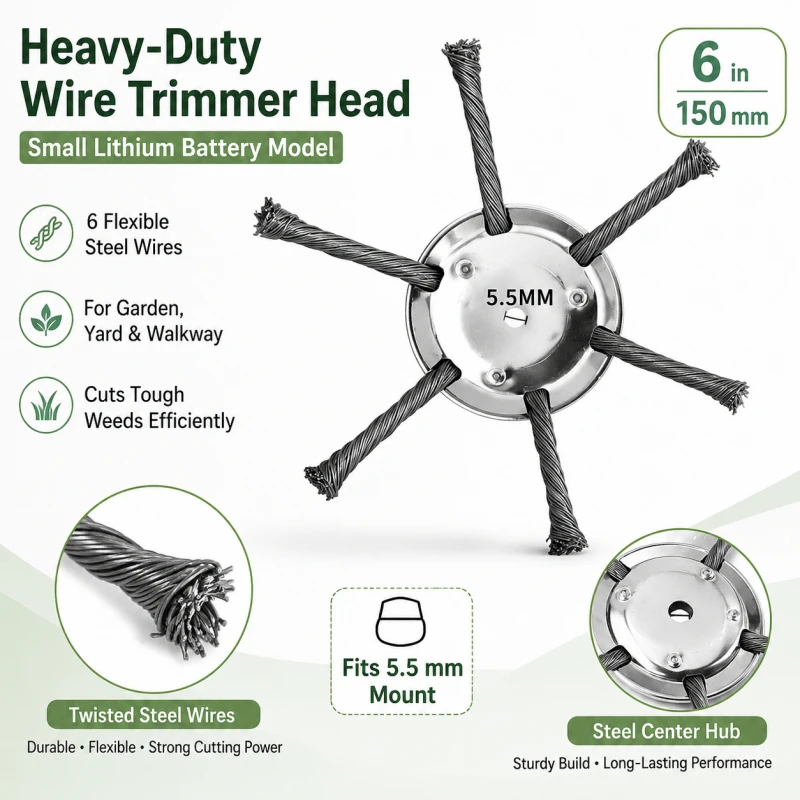 Twisted Steel Wire Weed Brush Cutter Head, Universal Trimmer Grass Eater Disc, Gas Electric String Mower Replacement Accessories