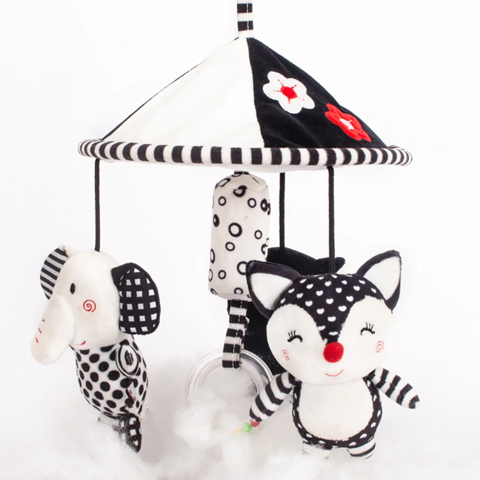 Adorable Elephant Shape Hanging Rattle for Baby Crib Comfortable Lightweight Infant Bed Pendant with Smooth Edges Premium Cotton