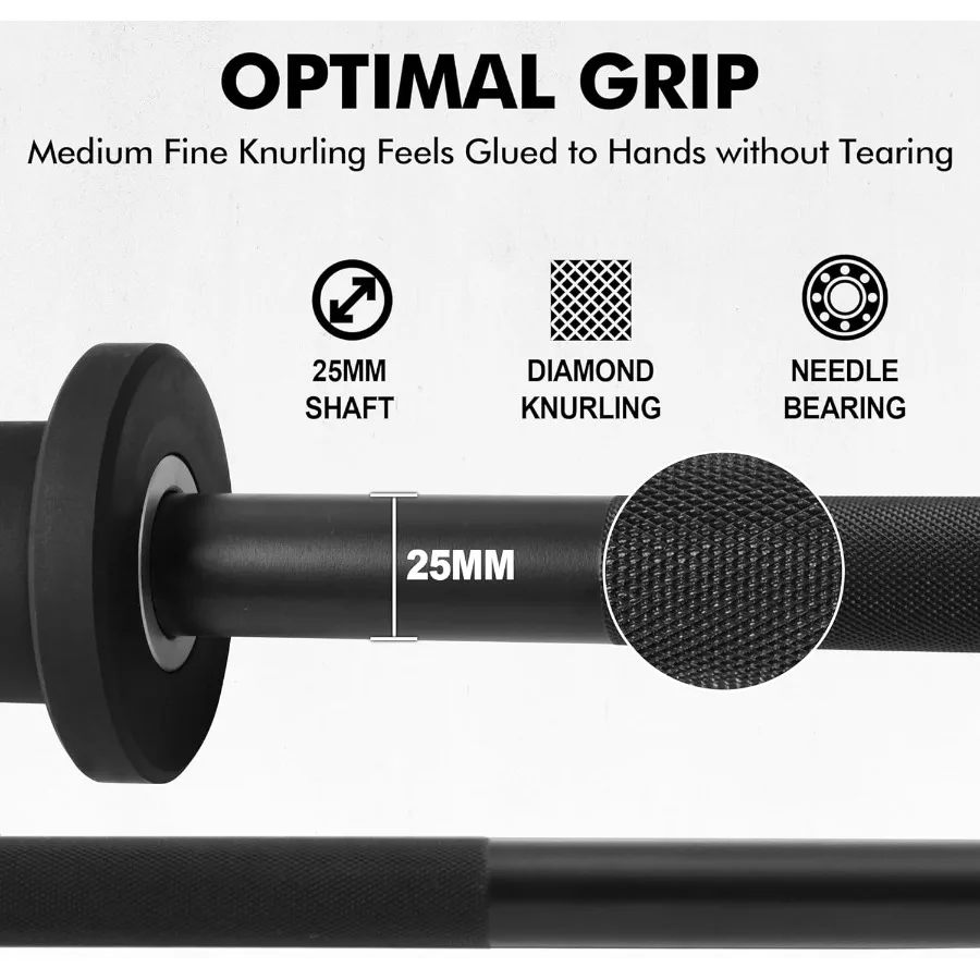 47-Inch Olympic-Style Curl Bar with Knurled Grip for Biceps and Triceps Training Multi-Angle Wrist-Friendly Design Supports Up