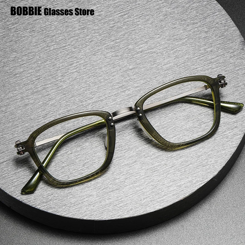 

Italian Style Titanium Acetate Glasses Frame Men Square Eyeglasses Women Eyewear Prescription Myopia Reading Japanese Handmade