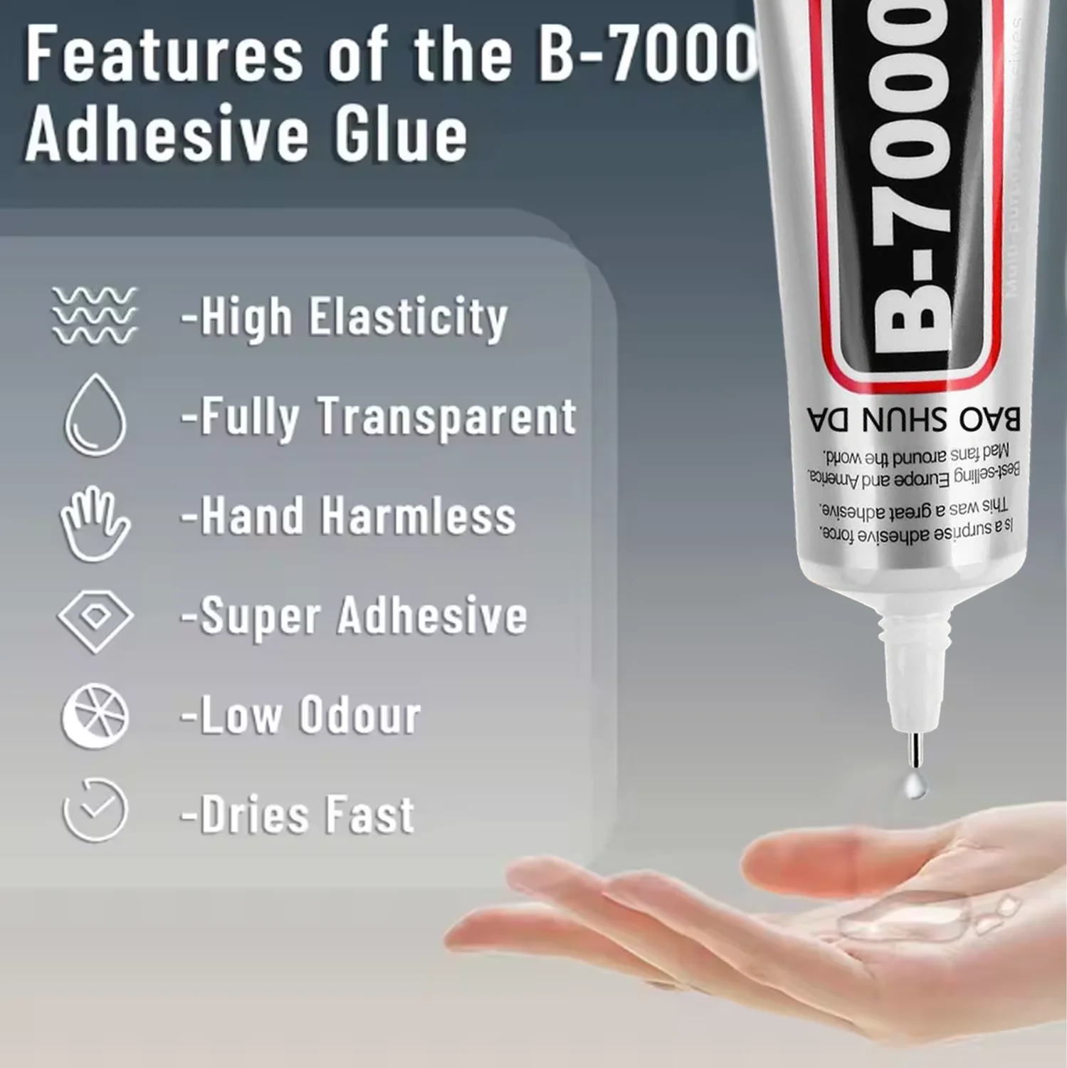 B7000 Artistic Glue, Transparent Epoxy Resin, Quick-Drying Super Adhesive, Waterproof and Non-Yellowing, Ideal for the creation