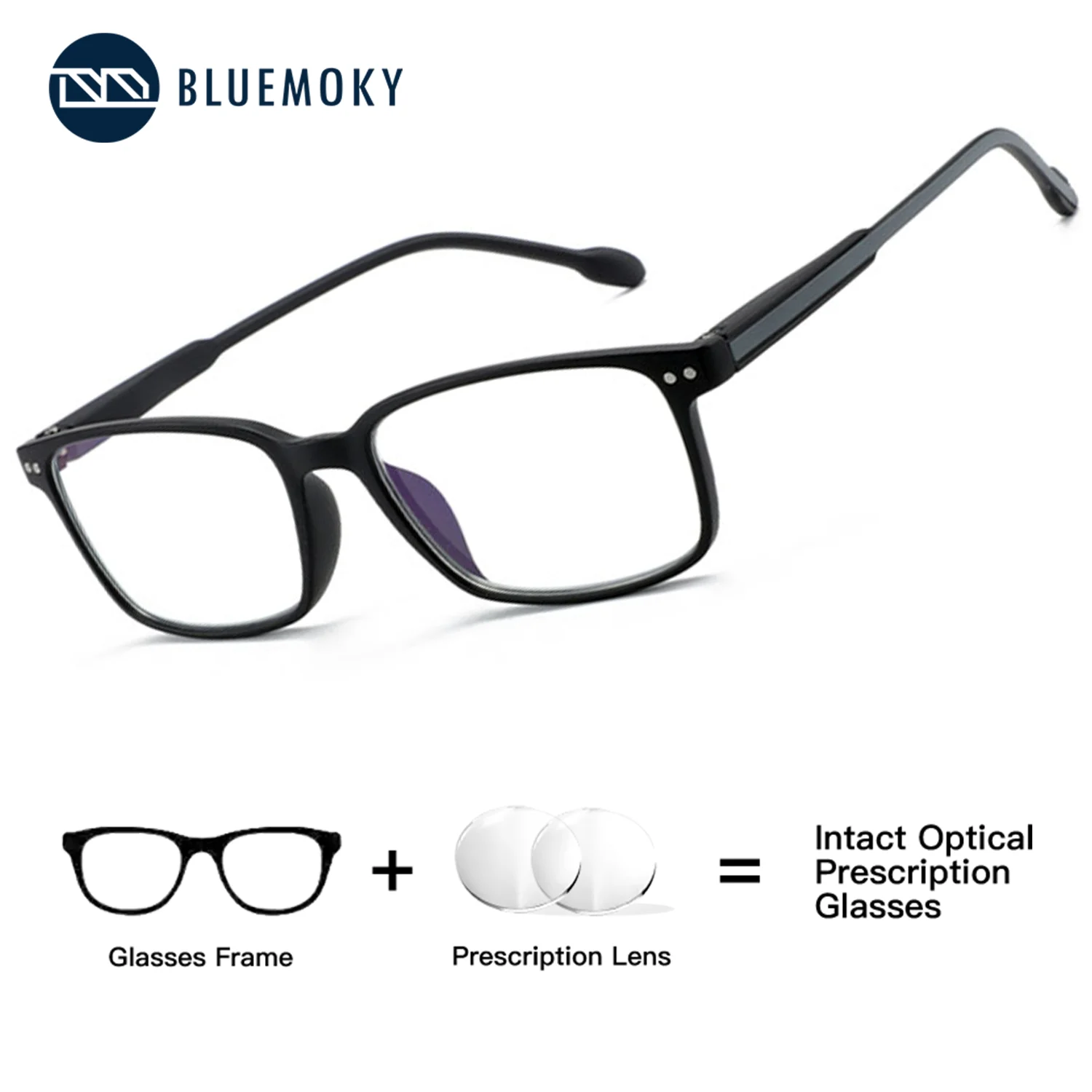 

BLUEMOKY Square Prescription Glasses For Men Blue Light Blocking Photochromic Lenses Myopia Reading Vision Correction