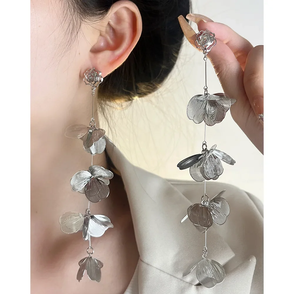 

Flower Tassel Earrings Bridal Dress Accessories 2024 Eardrop Fashion Jewelry Party Wedding Gifts