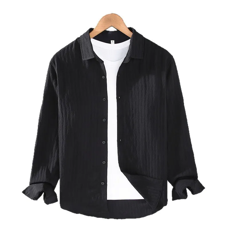 Summer Men's Vertical Striped Long Sleeved Shirt, Casual Sun Protection Top