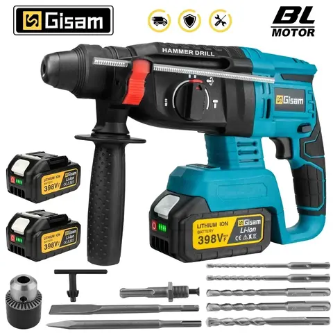 Gisam 26MM 브러시리스 전기 해머 드릴 Makita 18V 배터리 핀용 다기능 무선 충전식 스크루 드라이버 도구