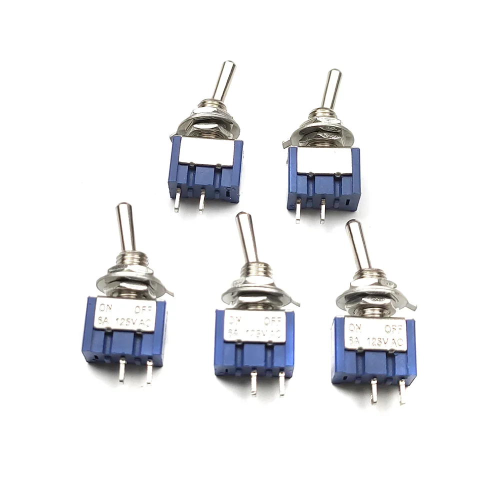 10pcs 2 Pin SPST ON-OFF 2 Position 6A 250VAC Mini Toggle Switches MTS-101