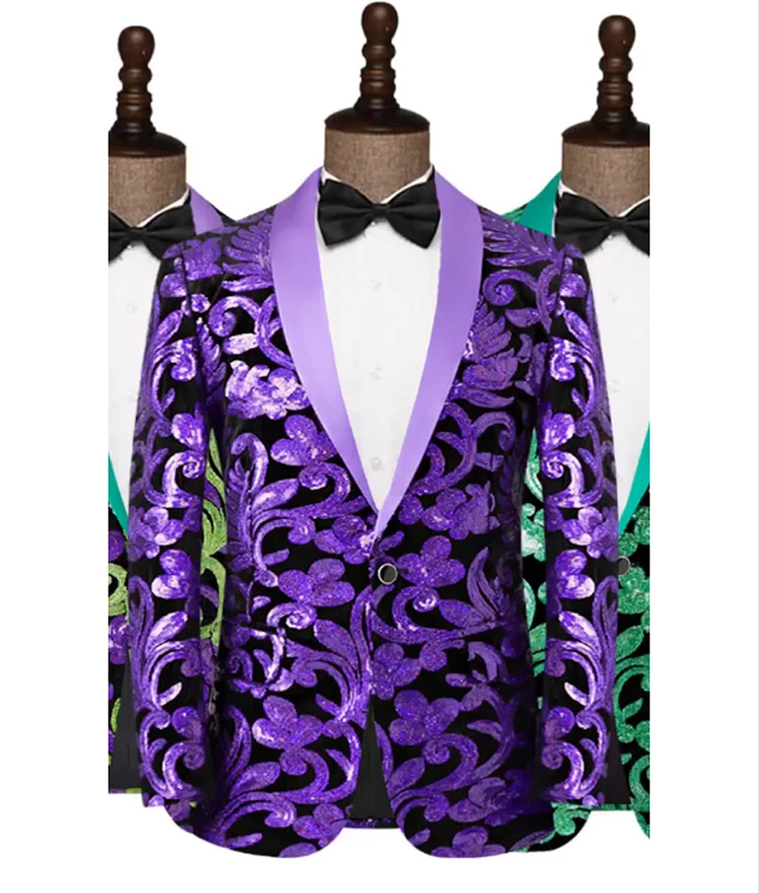 

Temperament Men's big floral sequin jacquard tuxedo stage performance suit. Delicate Homecoming Gowns Party Gowns prom dresses