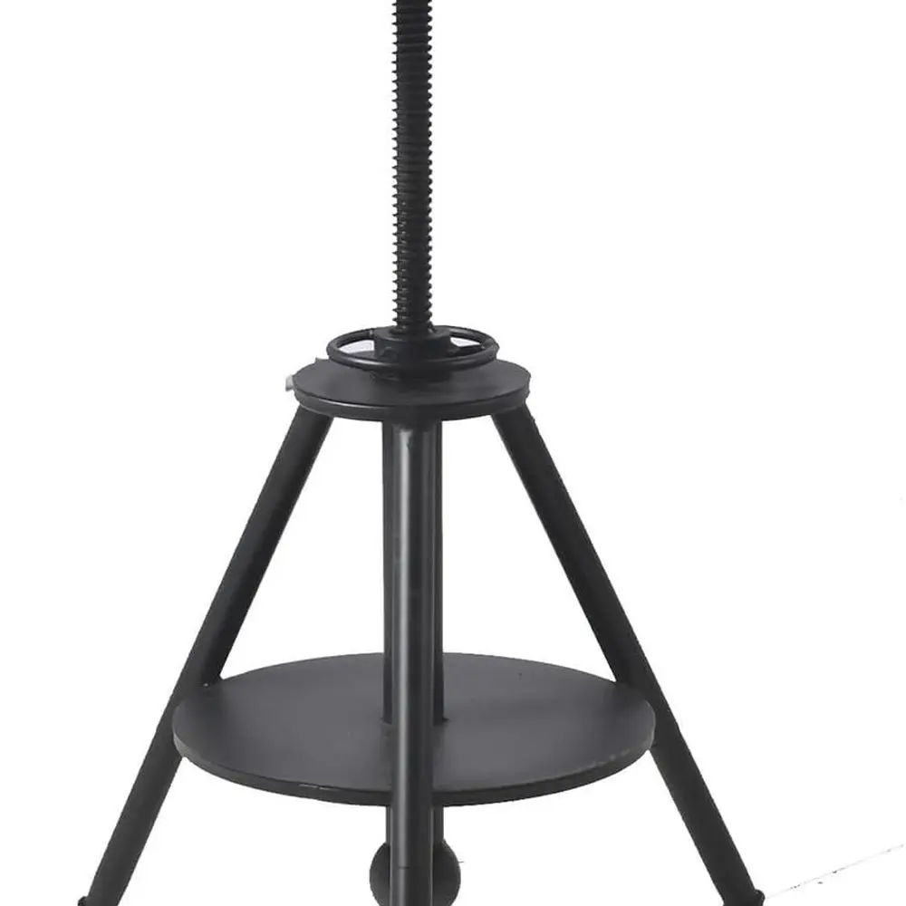 

Industrial Vintage Cafe Farmhouse Dining Table - Rustic Round Wooden Top, Height Adjustable 21-29in