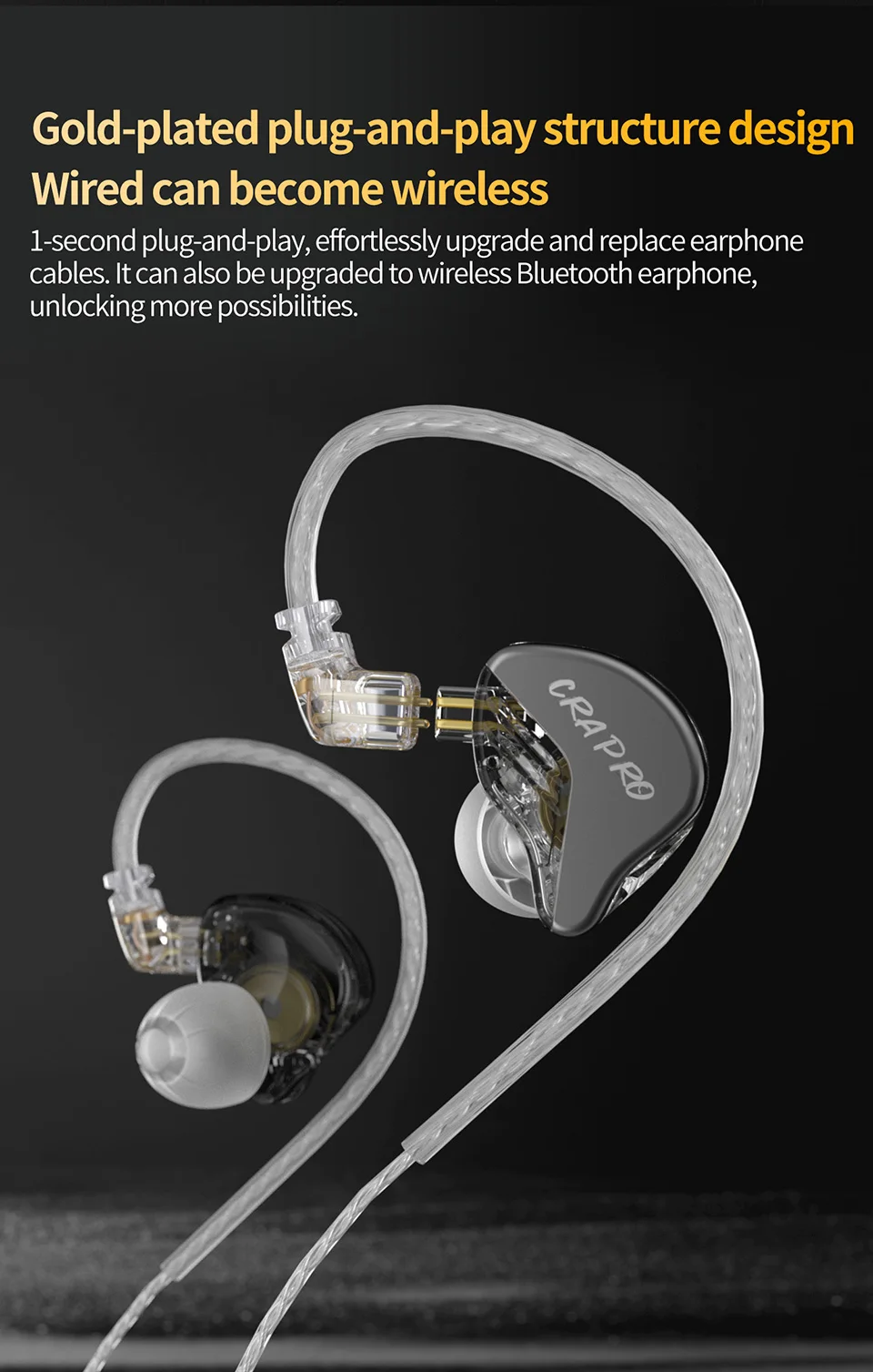 CCA CRA PRO kabelgebundene dynamische Kopfhörer, dynamische In-Ear-Kopfhörer, Sportmusik, Spiele, Subwoofer-Kopfhörer – Detail 9