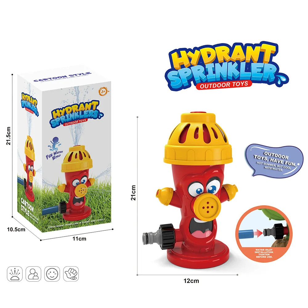 Fire Hydrant Sprinkler Toys Cute Cartoon Automatic Rotating Sprinkler Parent-child Interactive Outdoor Lawn Water Toys #T3