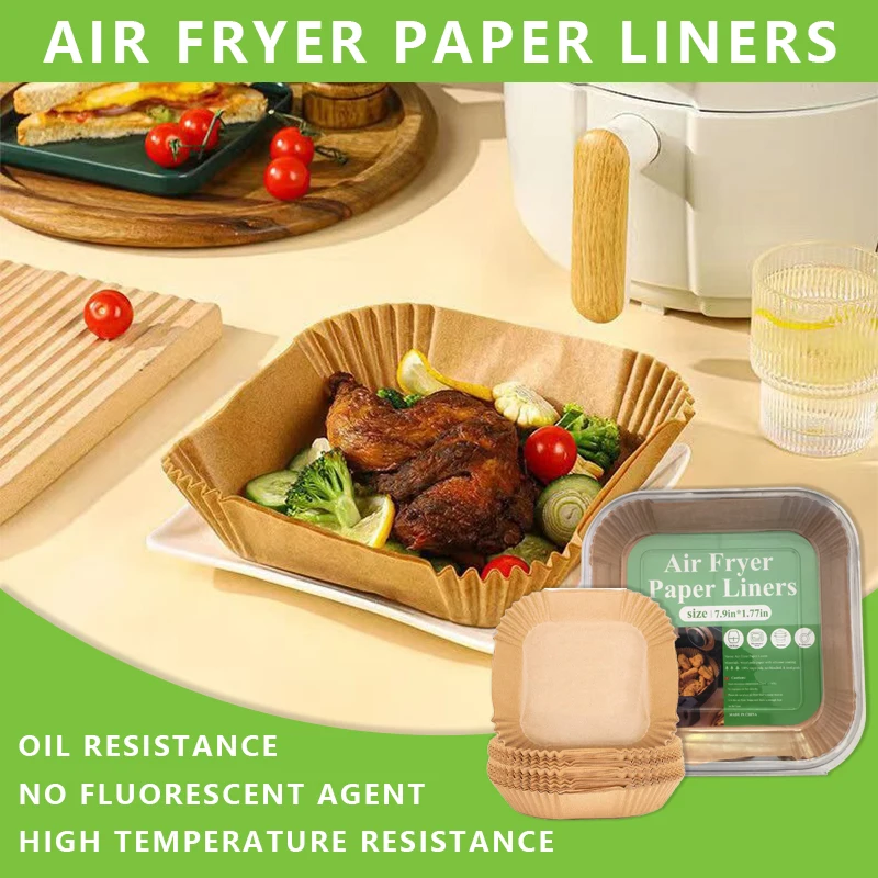 

Air Fryer Paper Liner 200pcs Non-Stick Disposable Liner, Air Fryer Baking Paper Oil Resistant, Waterproof, for Baking Microwave