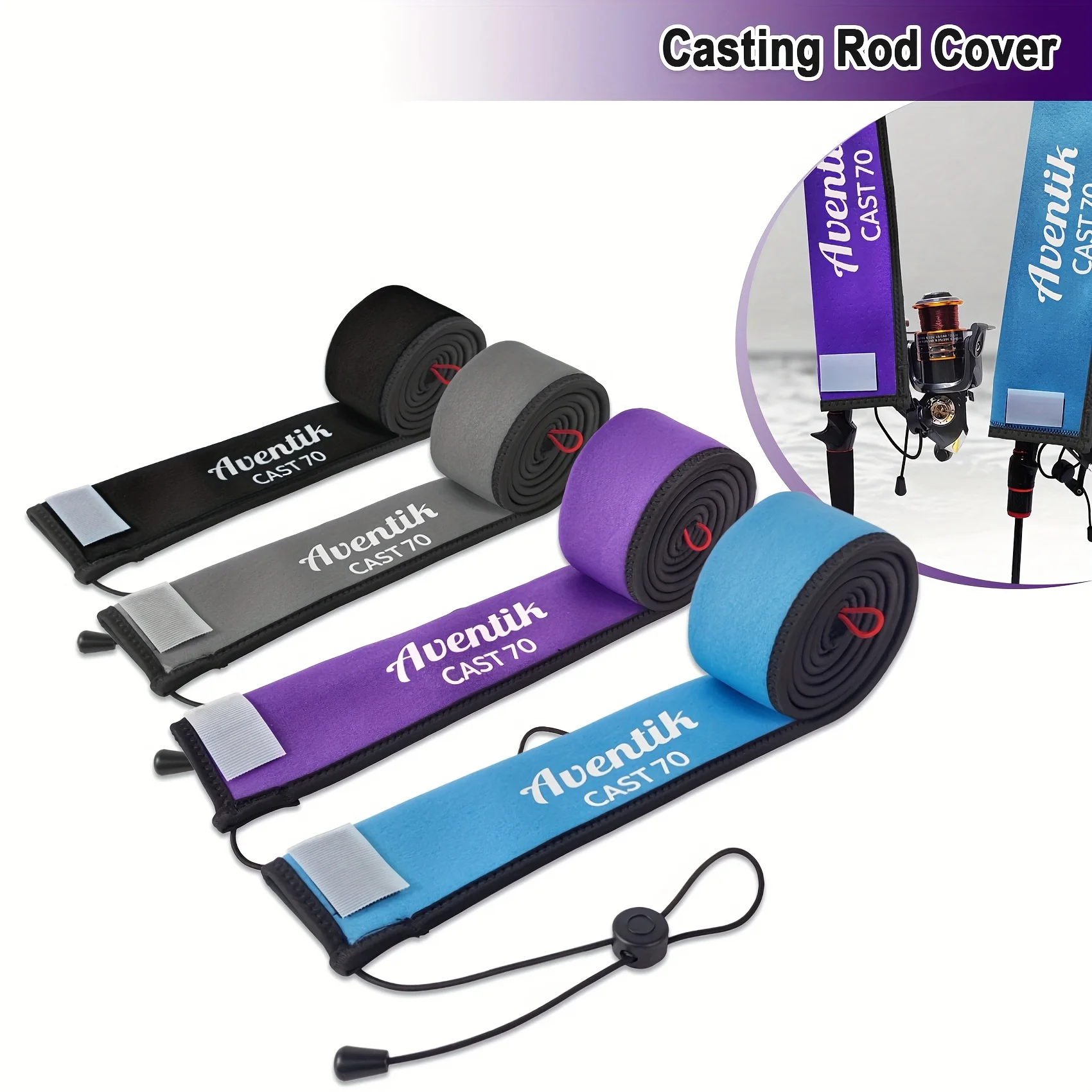 

Neoprene Floating Fishing Rod Cover Sleeve Protector with Strap & Vent Holes Heavy-Duty Durable Casting Rod Case for Freshwater