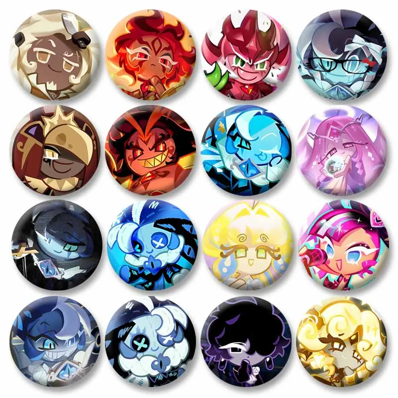 Juego divertido Cookie Run broche redondo sombra de dibujos animados insignia de leche mochila sombrero alfileres esmaltados accesorios juguetes regalos para niños amigo