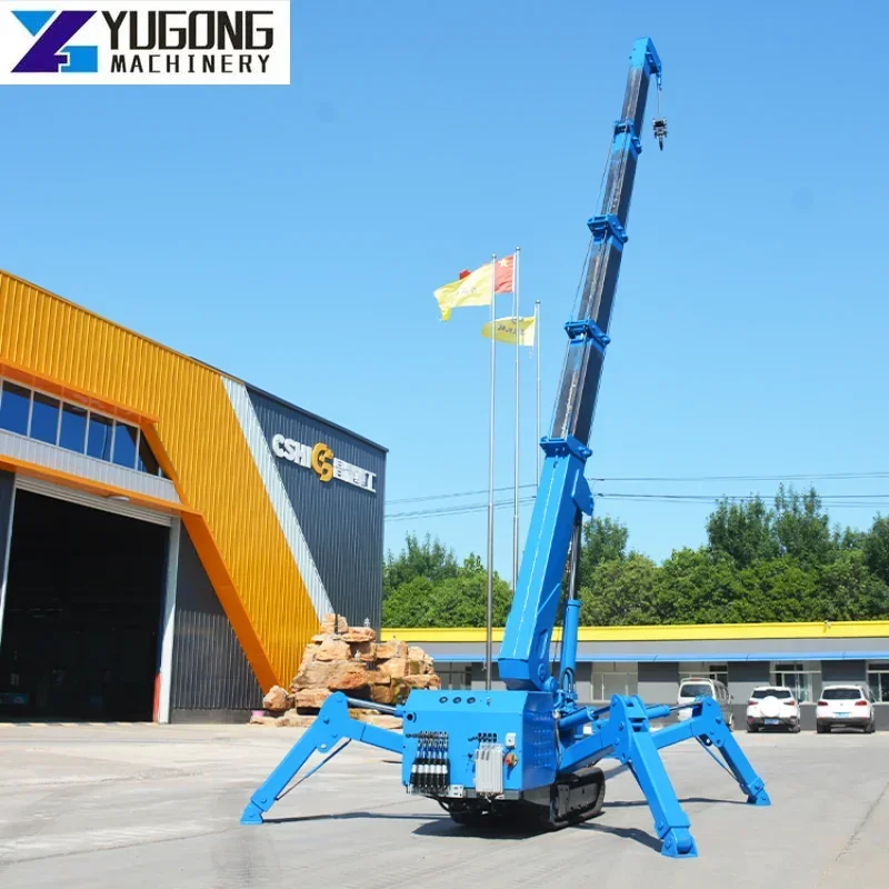 360 Degree Rotation Crawler Crane Trailer Mounted Lift 3T Diesel Engine Drive Electric Spider Crane Hydraulic Crane Mobile Crane