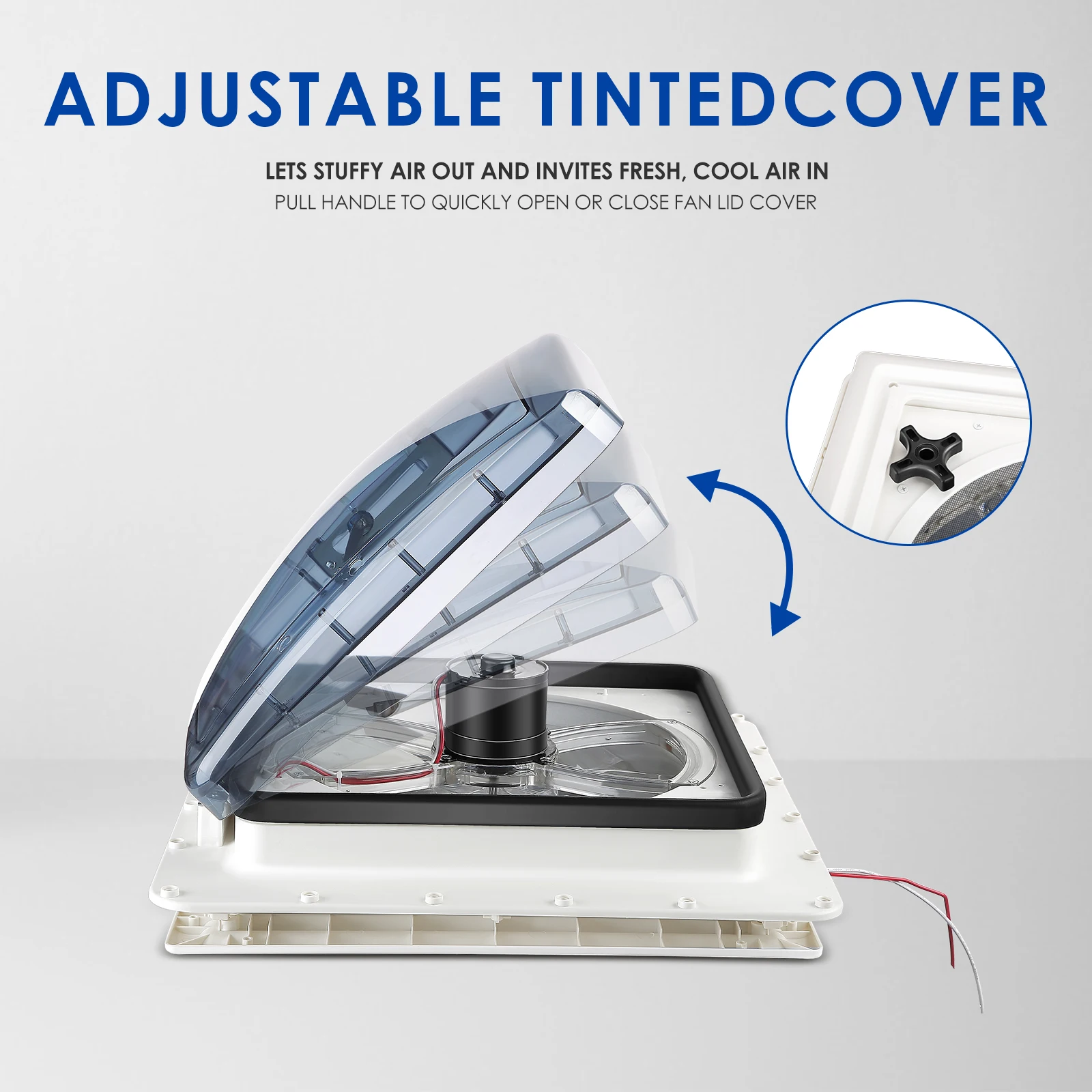Imagem -03 - Manual rv Roof Ventilação Ventilador Ventilador de Ventilação Caravan rv Roof Skylight Vent 12v 40x40cm Tamanho de Abertura Velocidades