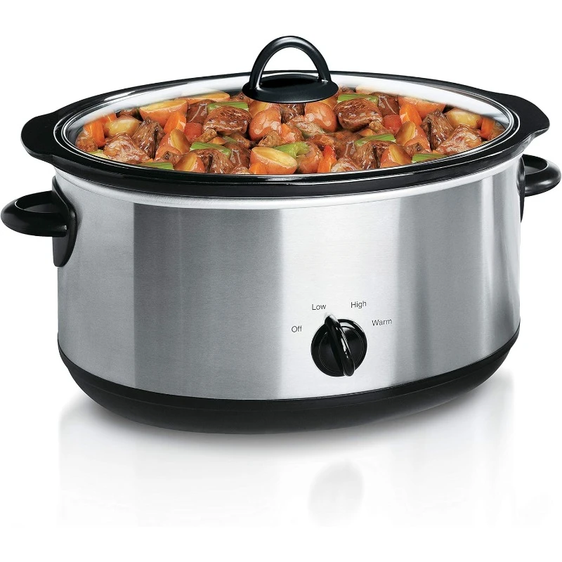 Large 8 Quart Oval Manual Slow Cooker, Stainless Steel (SCV800-S)