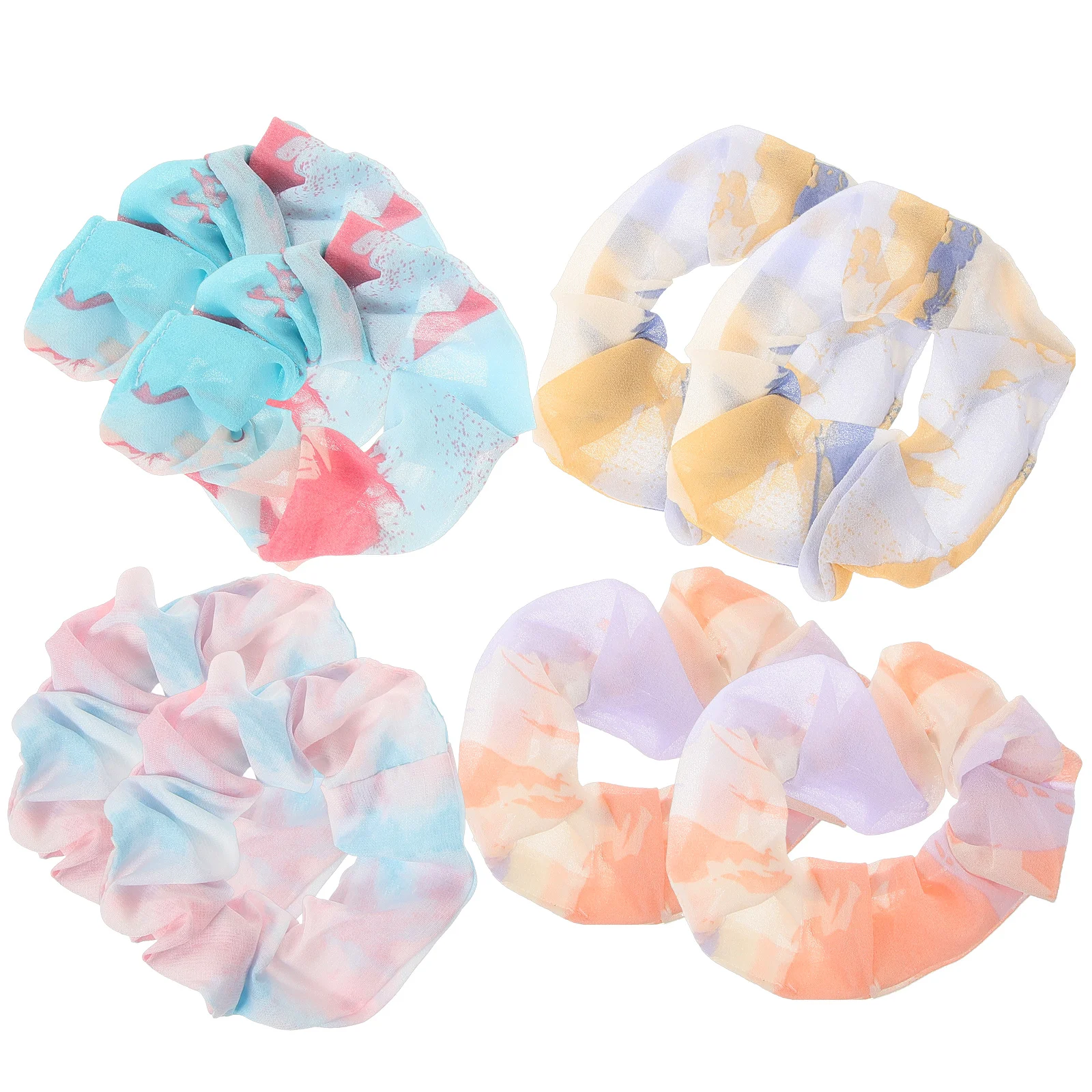 

8pcs Gradient Hair Ties Tie Dye Scrunchies Decorative Headwear Color Ropes Flannelette Hair Accessories Fashion Design