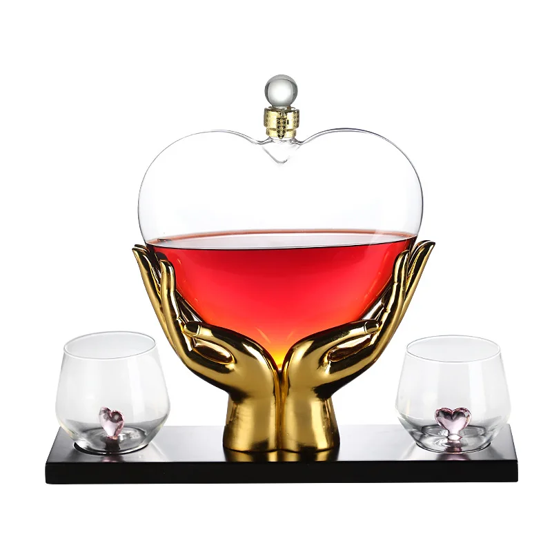 Heart Shape Wine Whiskey Set for Champagne Elegant Wine Dispenser High-End Glass Whisky Decanter With Holde Rhome Brewing Wine