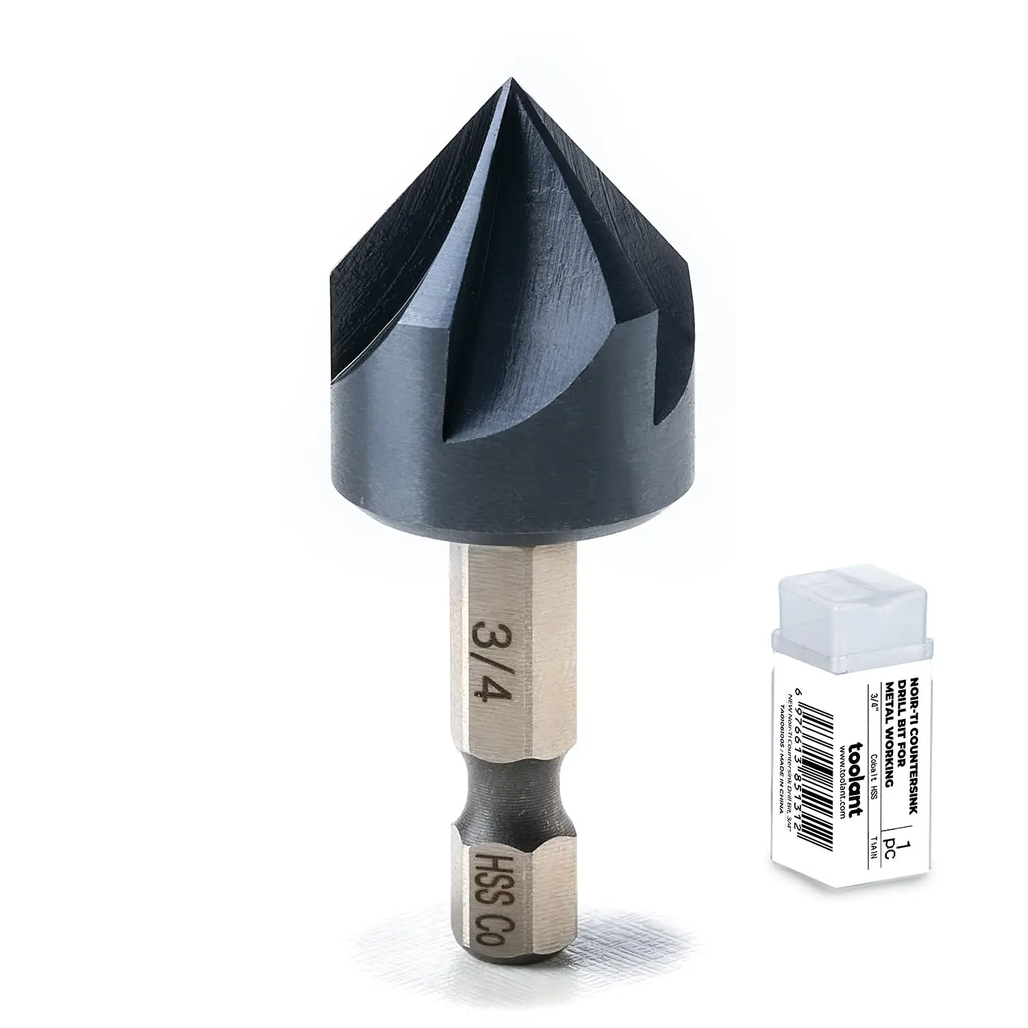 

3/4" Noir-Ti Cobalt Countersink Drill Bit, TiAlN Coated with Quick Change Hex Shank