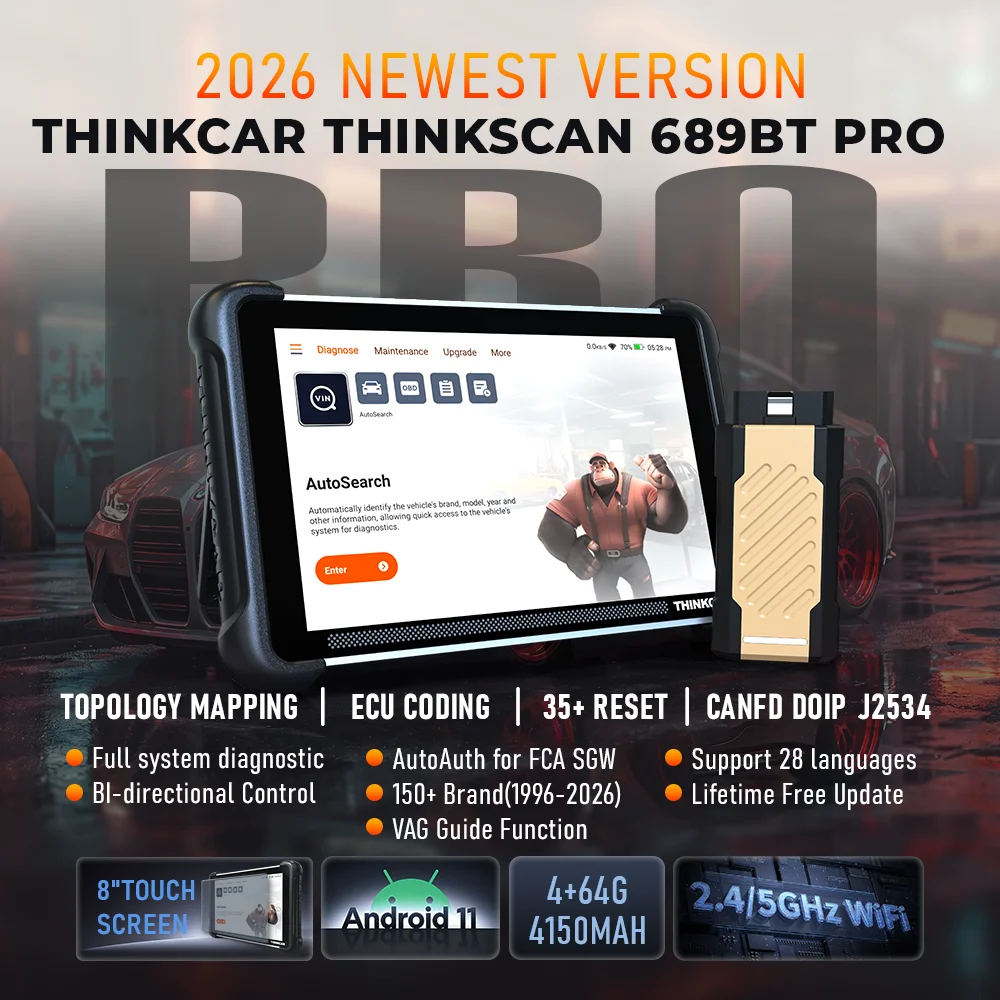 THINKCAR THINKSCAN 689BT PRO AI OBD2 Scanner Topology Map All System Diagnose 35 Reset J2534/CAN FD/DoIP Lifetime Free Update