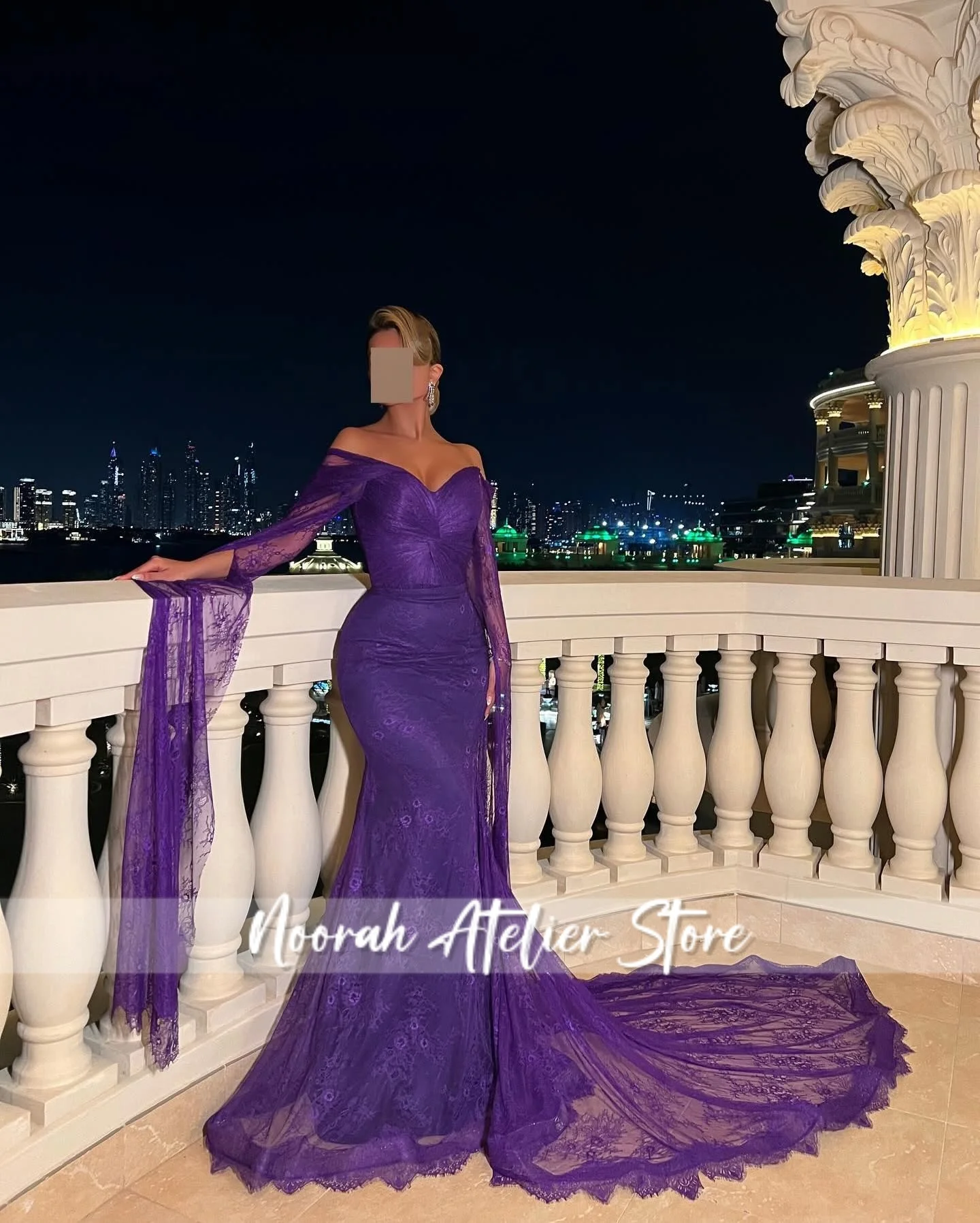 فساتين سهرة أنيقة على شكل قلب من الدانتيل الأرجواني بأكمام طويلة فساتين زفاف ساين للمحترفين فيستين سهرة 2025 حسب الطلب