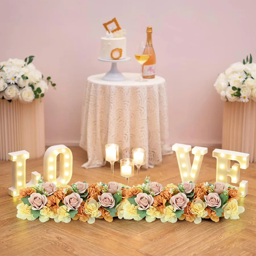 

Artificial rose flower strips, forest scene layout, wedding scene artificial roses