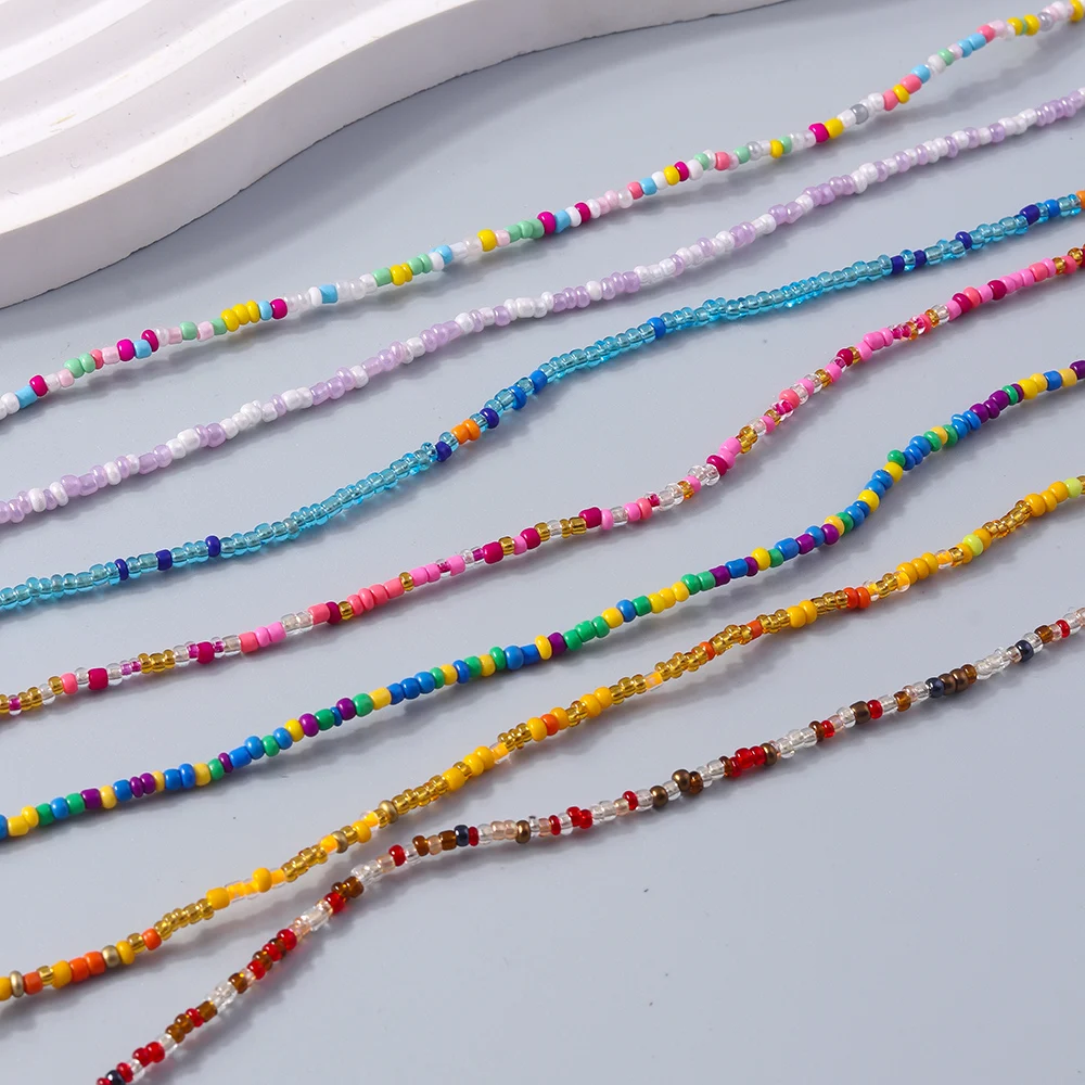 Modische, bunte, handgefertigte Perlenkette für Damen und Mädchen, Party- und Festivalschmuck, Geschenkidee – Detail 1