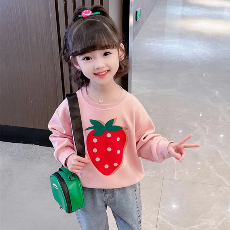 

Kids Clothes 2024 Spring Casual Cotton Long Sleeve Children Fruit Sweatshirts Toddler Girls Pullover Wear For 2-7 Years