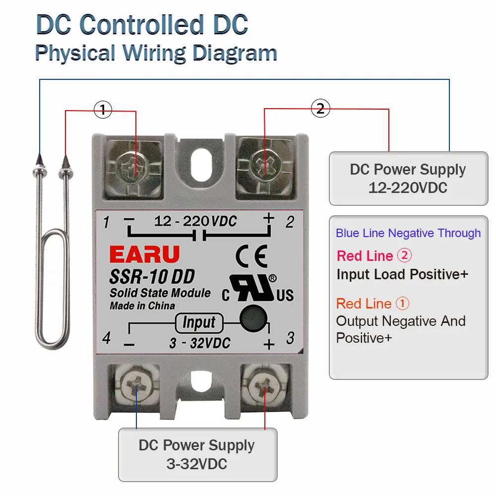 SSR-60DD SSR-100DD SSR 60A 80A 100A Solid State Relay Module DC3-32V Input DC12-220V Output DC Control DC Voltage Transformer