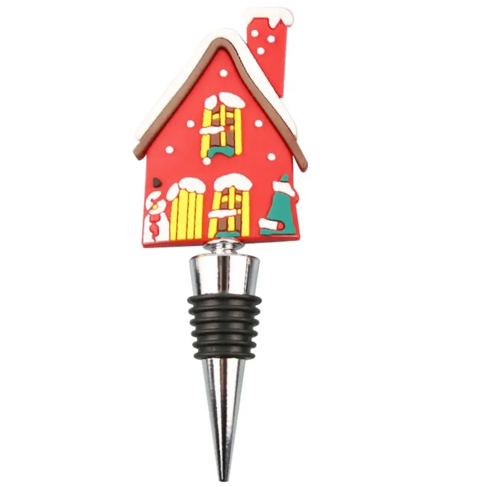 Reusable Christmas Wine Bottle Stopper Vacuum Sealed Twist Cap Metal Wine Corks Rubber Ring Convenient Christmas Bottle Cover